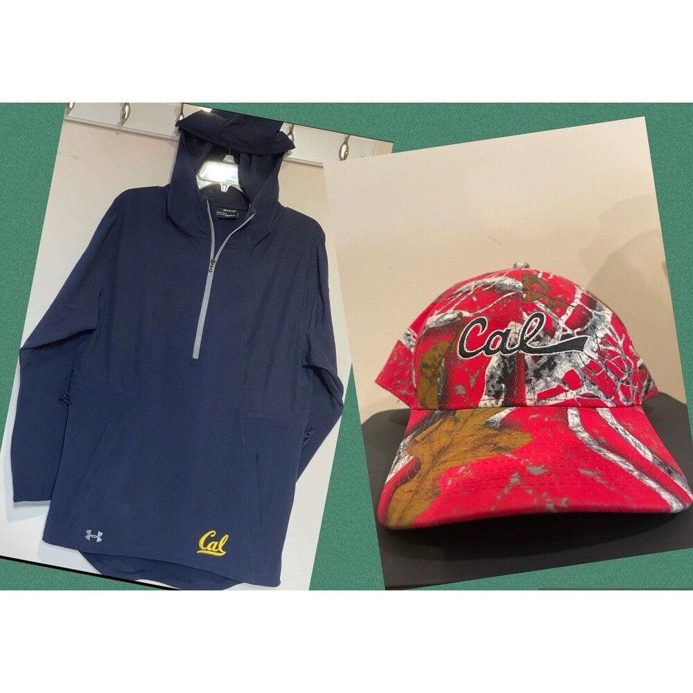 California Golden Bears Under Armour Mesh Jacket Small Navy Wind w/ Cap hat